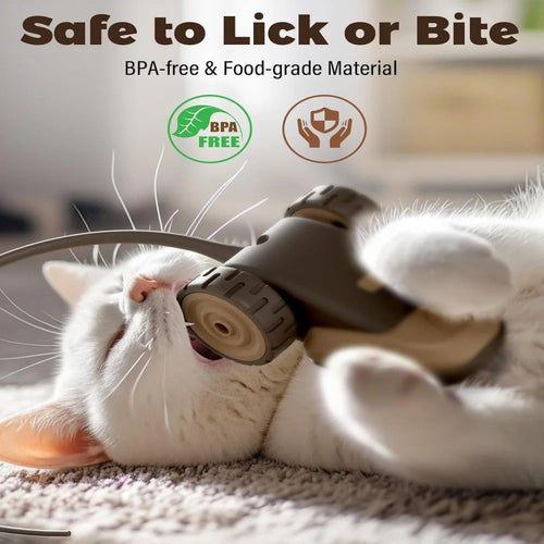 3-in-1 Interactive Cat Toy with Automatic Moving Mouse, Hanging Feather Strings, and Wiggly Silicone Tail for Indoor Cats and Kittens, Fun Exercise Toy