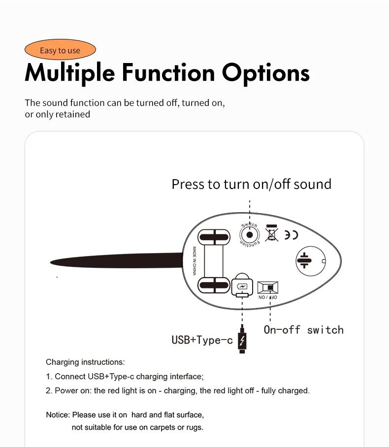 Beige Interactive Cat Toy Squeaky Moving Mouse with Dynamic Wiggling Tail, USB Rechargeable Automatic Self-Play Mouse for Indoor Cats and Kittens, Electric Motion-Activated Pet Toy