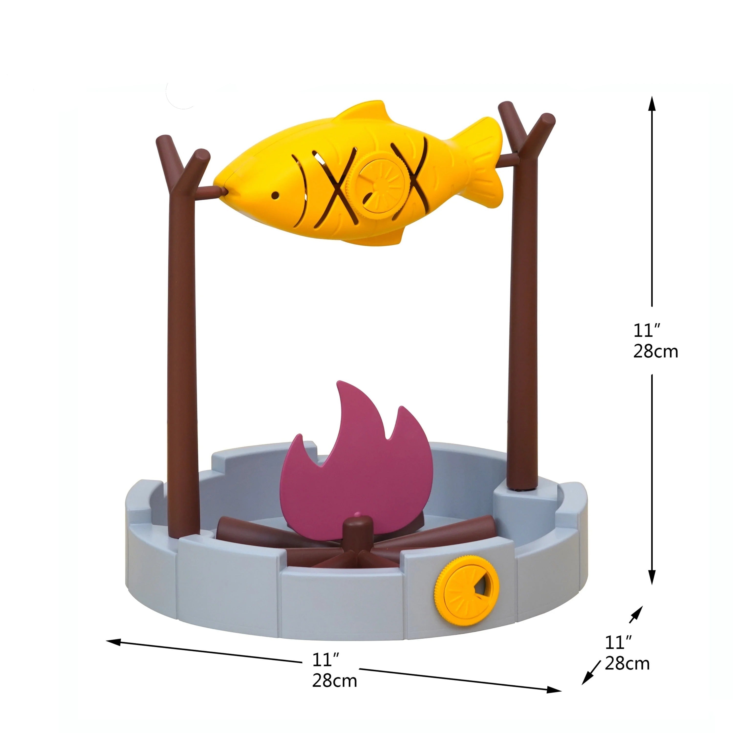 Interactive Cat Treat-Dispensing Puzzle Toy, Rotating Grilled Fish Design for Indoor Cats