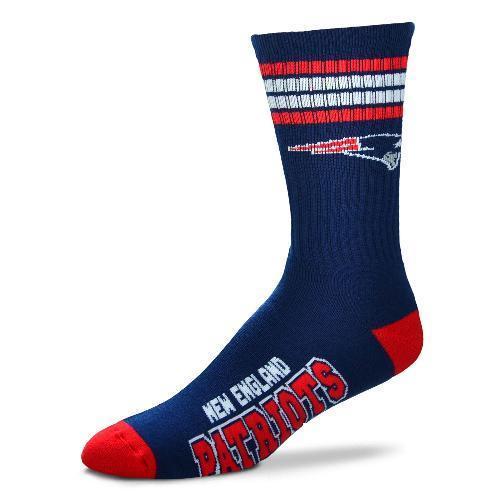 Men's New England Patriots For Bare Feet 4-stripe Deuce Team Color Performance Crew Socks