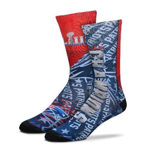 Men's New England Patriots For Bare Feet Super Bowl Liii Champions Crew Sock