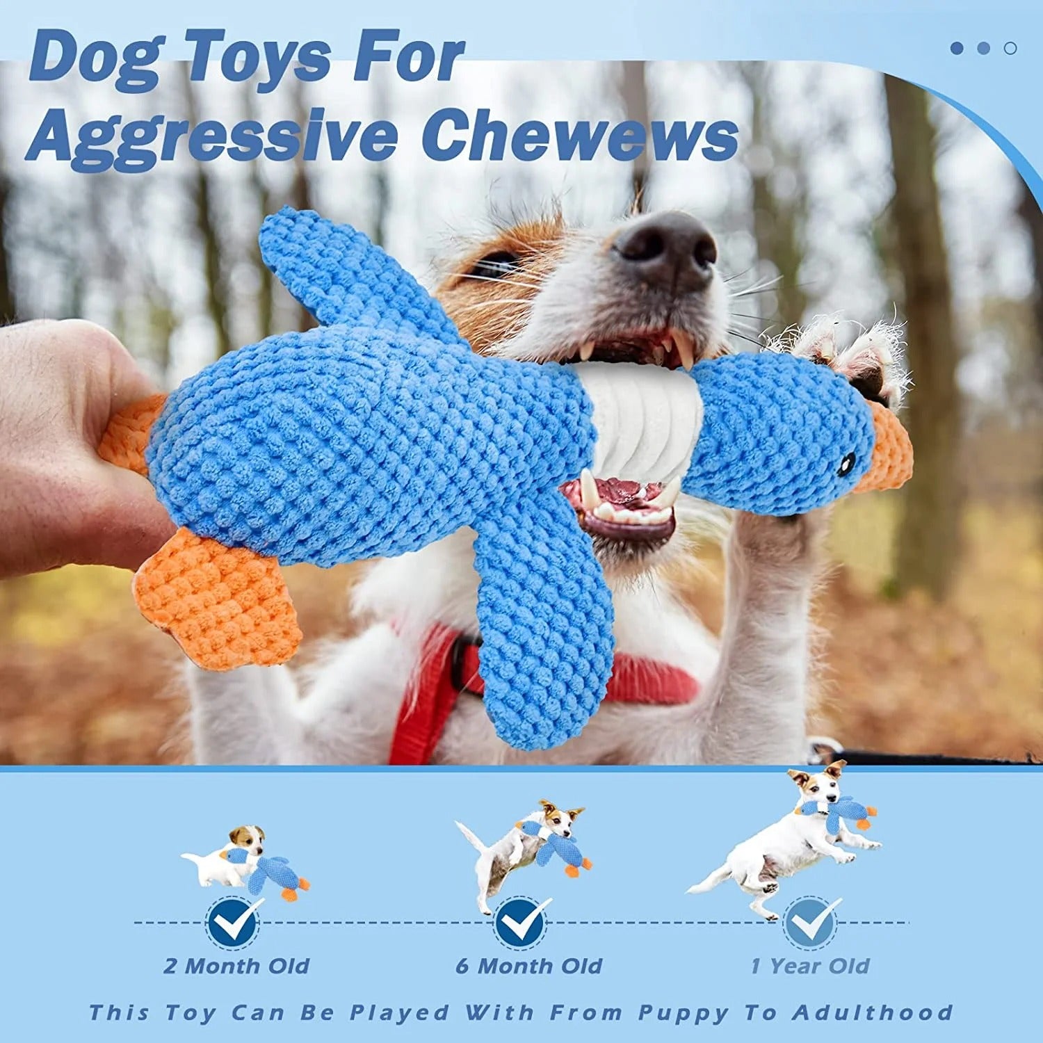 Plush Goose Interactive Dog Toy for Small Medium Large Dogs Crinkle Squeaky Chew Toy for Teething Puppies