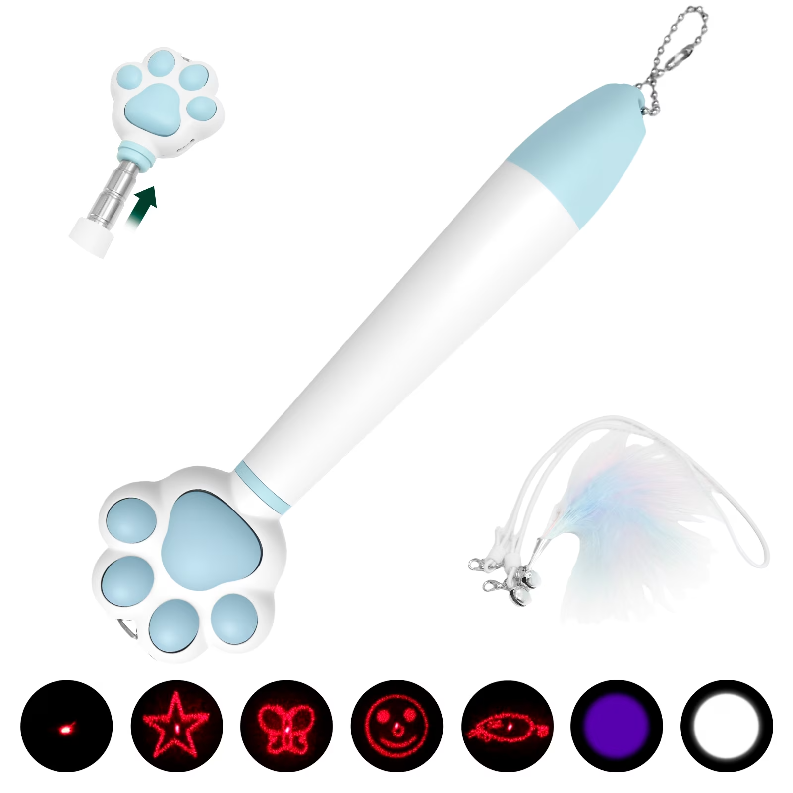 Interactive USB Rechargeable Cat Laser Pointer Toy, Red Dot Play Stick for Cats, Kittens and Small Dogs, Indoor Random Pattern Fun