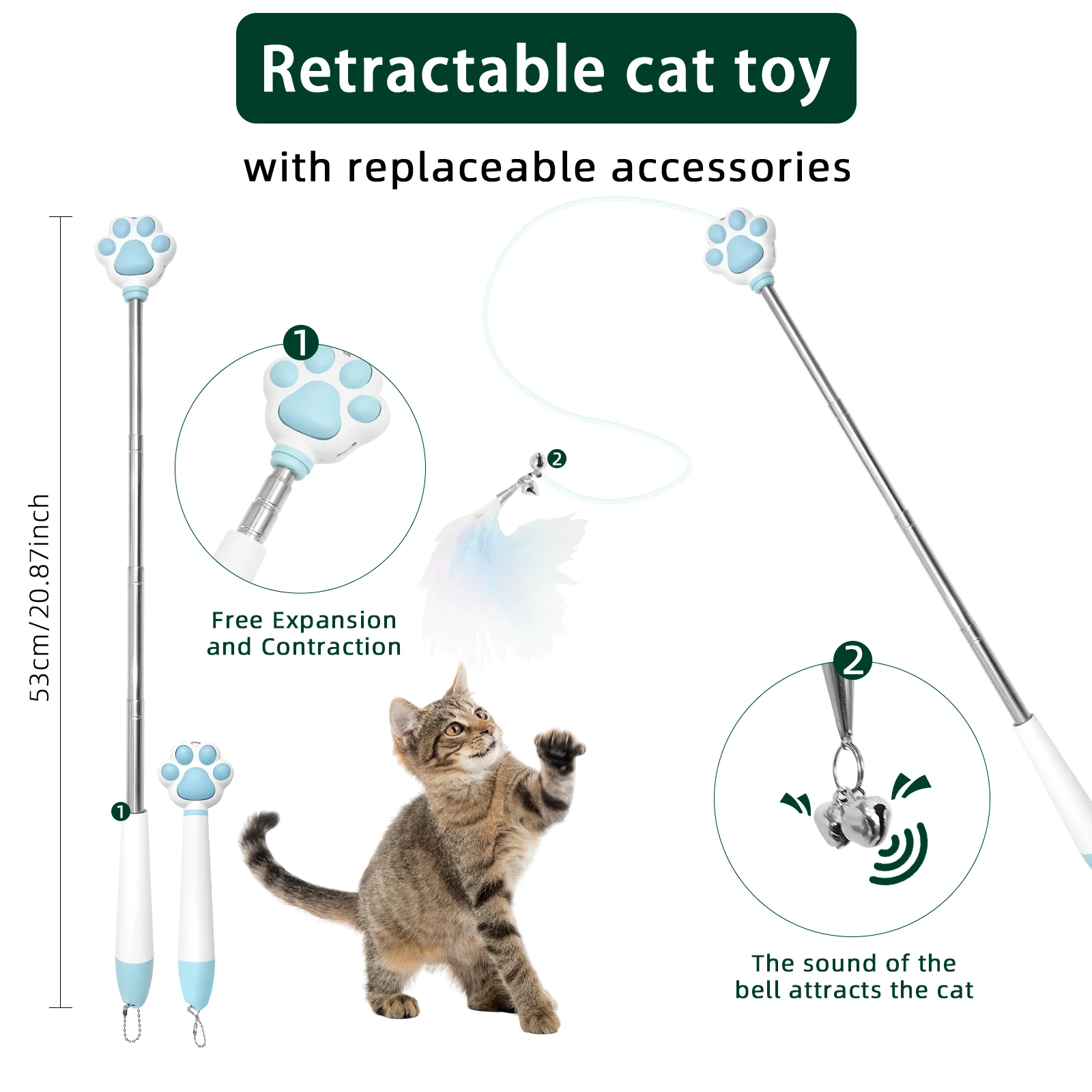 Interactive USB Rechargeable Cat Laser Pointer Toy, Red Dot Play Stick for Cats, Kittens and Small Dogs, Indoor Random Pattern Fun