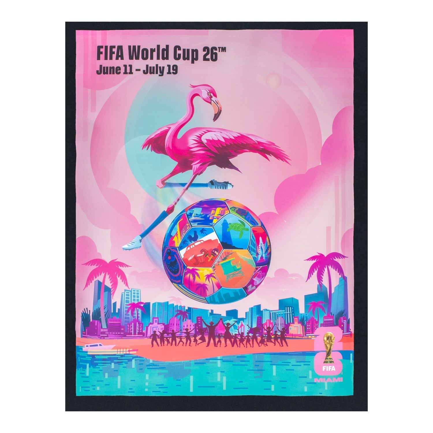 FIFA World Cup 2026™ Miami Poster Black T-Shirt - Unisex