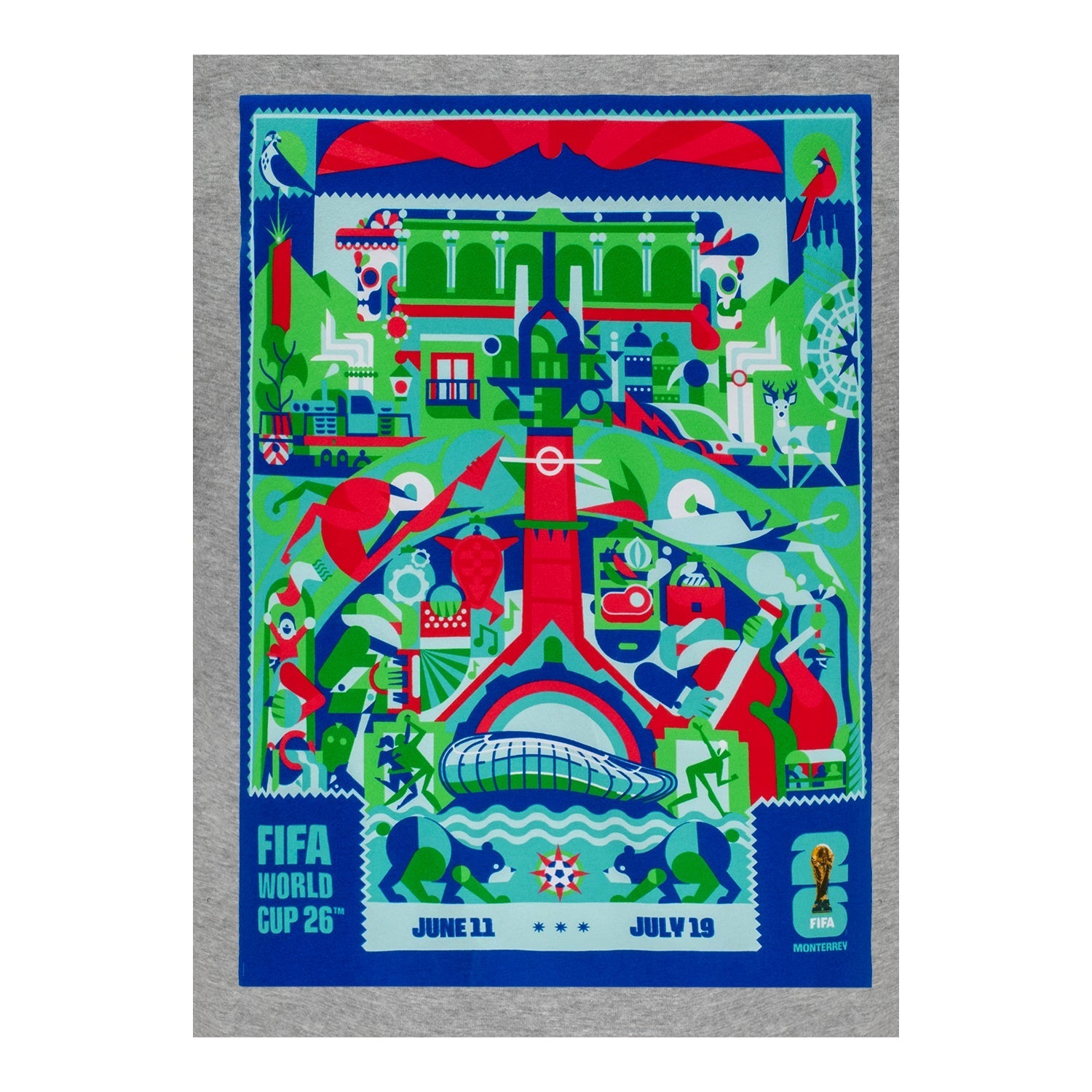 FIFA World Cup 2026™ Monterrey Poster Grey T-Shirt [ESP] - Unisex